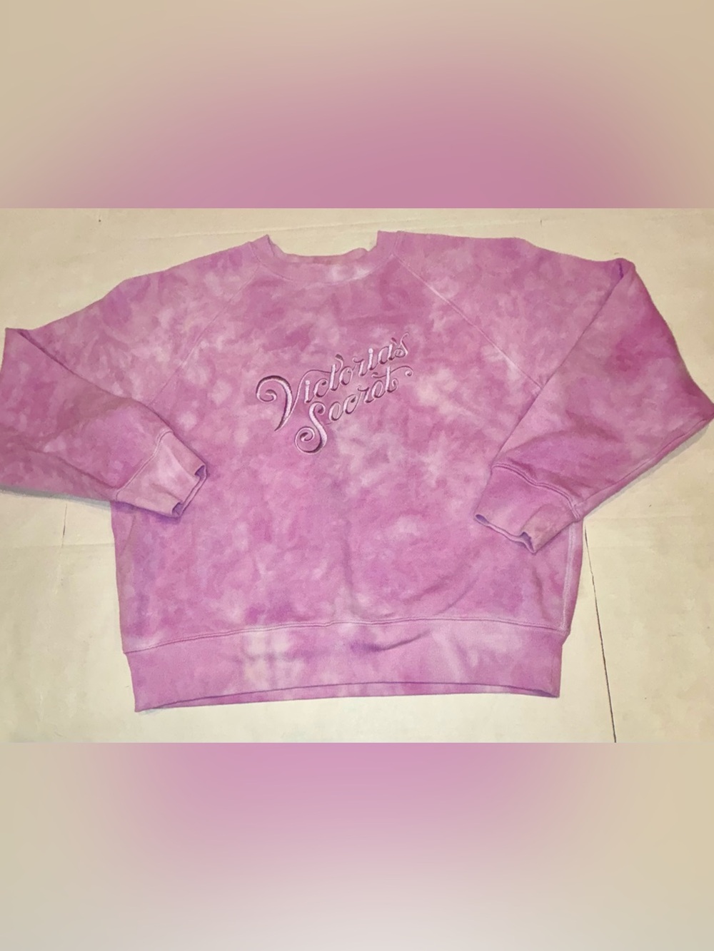 Victoria's Secret Pink Tie-Dye Crew Sweatshirt with Embroidered Logo